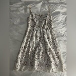 Trina Turk Cream Lace Spaghetti-Strap Dress for Girls